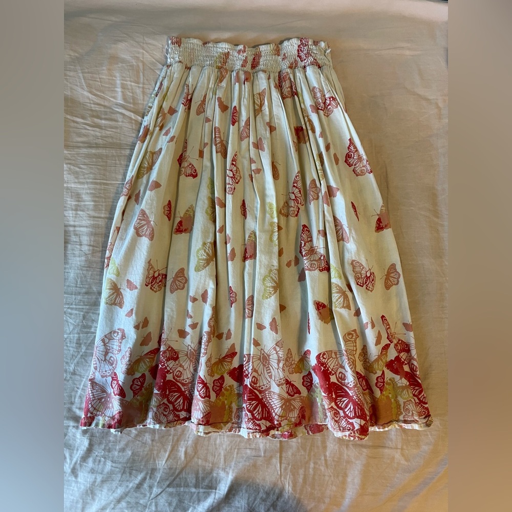 Candie's White Butterfly Print Midi A-Line Skirt